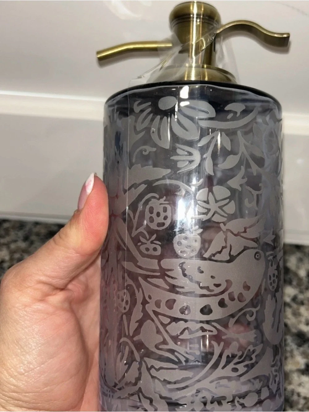 Morris & Co Strawberry Thief Tumbler And Soap Pump Etched Blue